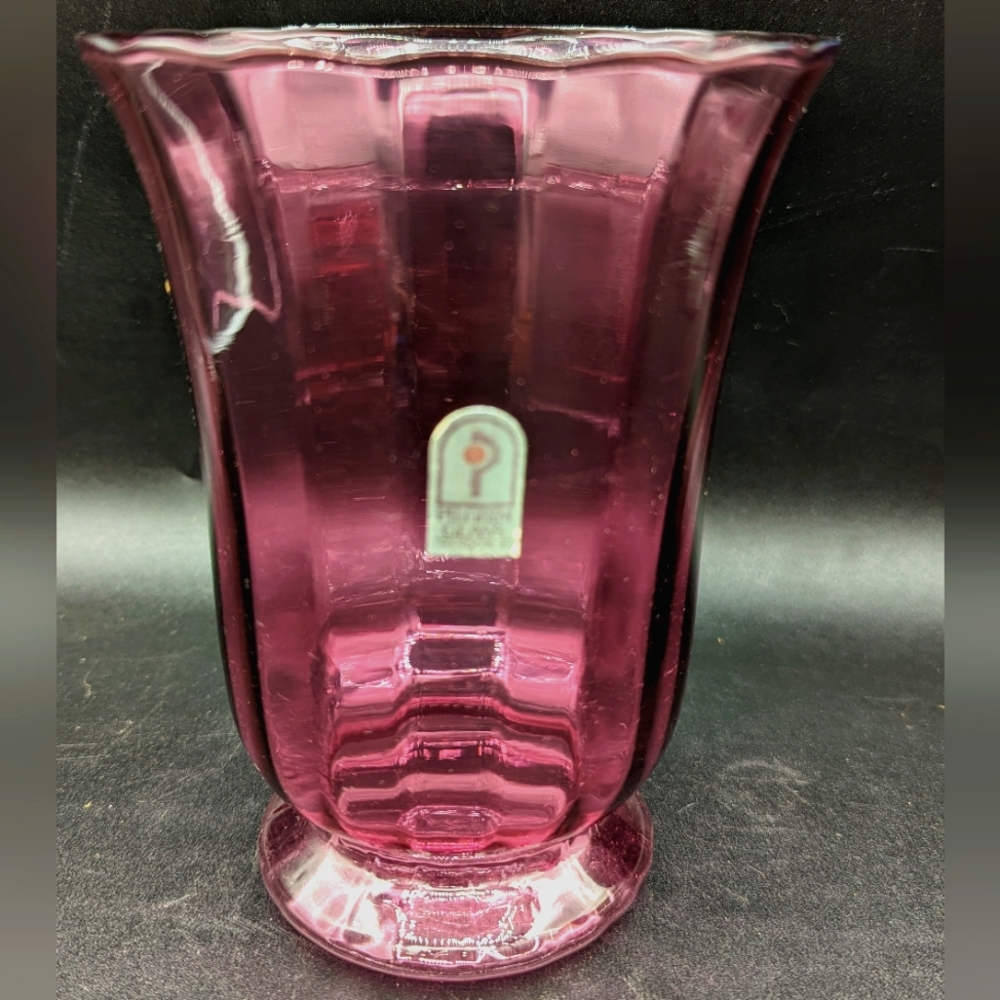 Vintage cranberry pilgrim glass Hurricane and Vase #1538